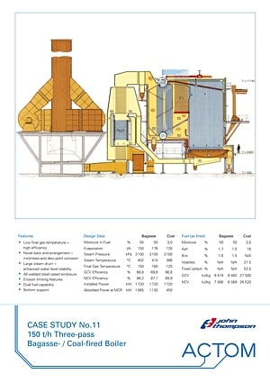 Case Study 11 - 150 th Three-Pass Bagasse Coal Fired Boiler