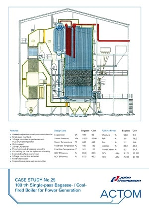 Case Study 25 - 100 th Single-Pass Bagasse Coal Fired Boiler for Power Generation