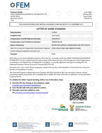 Letter of Good Standing