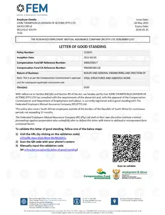 Letter of Good Standing